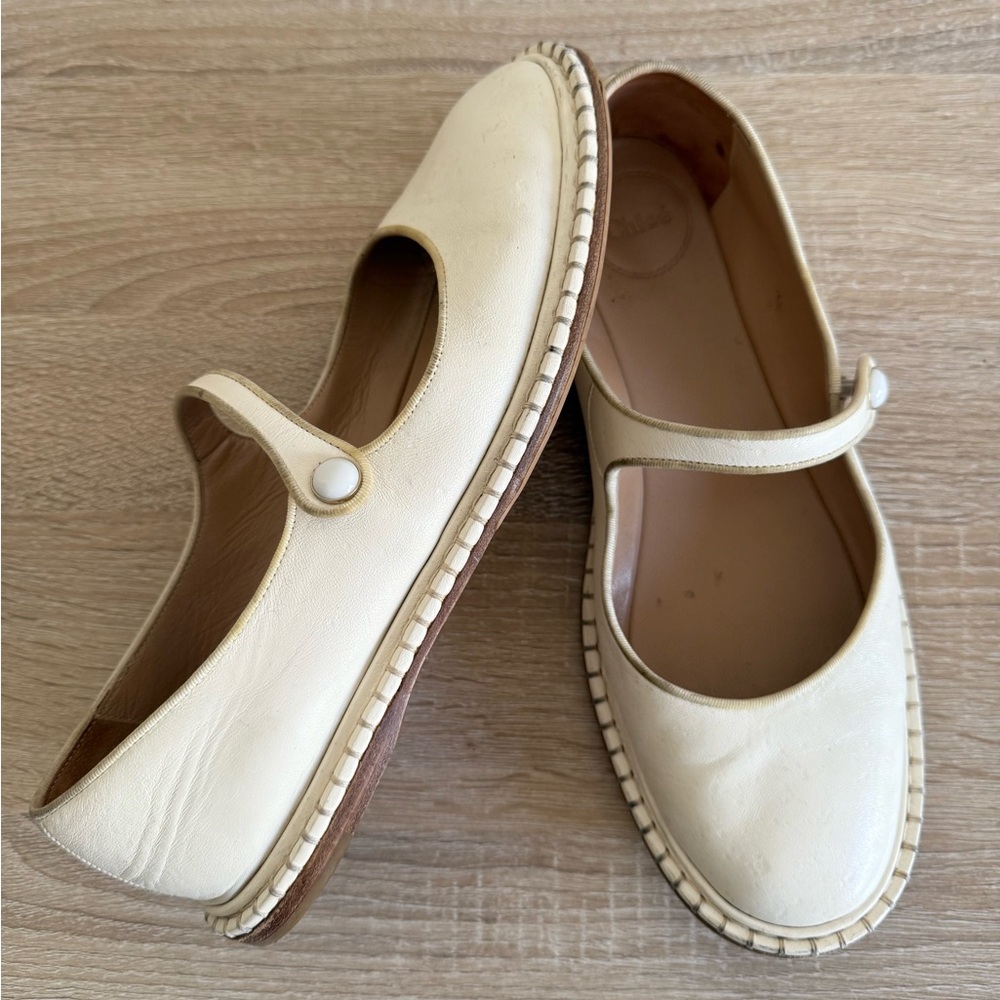 Chloe Cream Mary Jane Flats - Picture 4 of 10